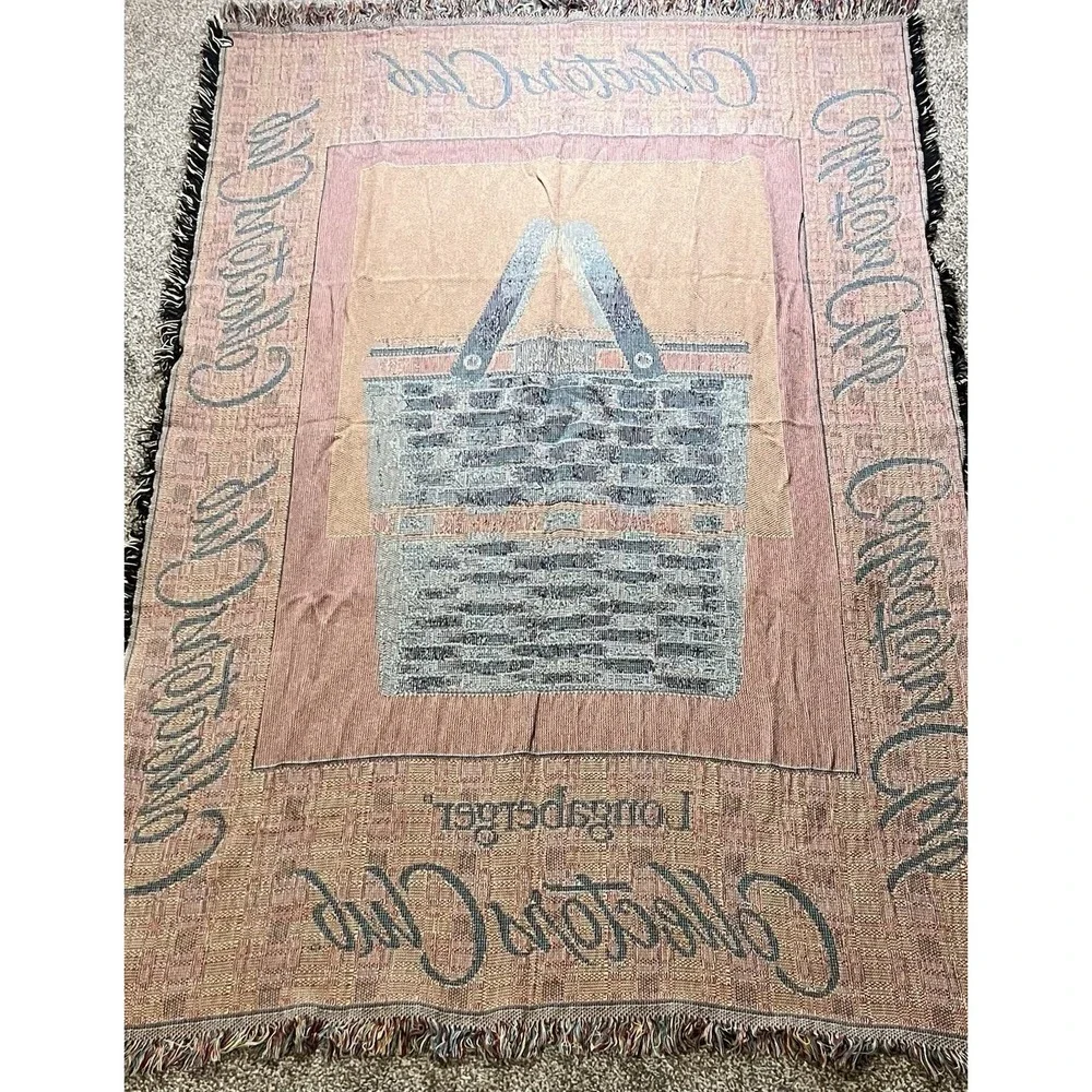Longaberger 1999 Collectors Club Cotton Throw Blanket Fringe 46
